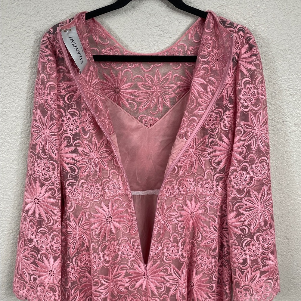 NWT Valentino Garavani Floral Guipure Lace Gown Dusty Rose Pink Maxi Sz 42 - Picture 5 of 16